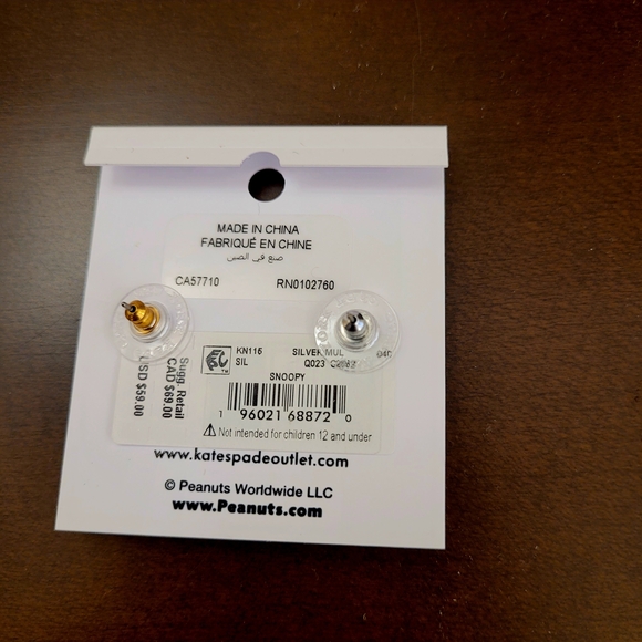 kate spade Silver Snoopy & Gold Woodstock Stud Earrings - Picture 2 of 3